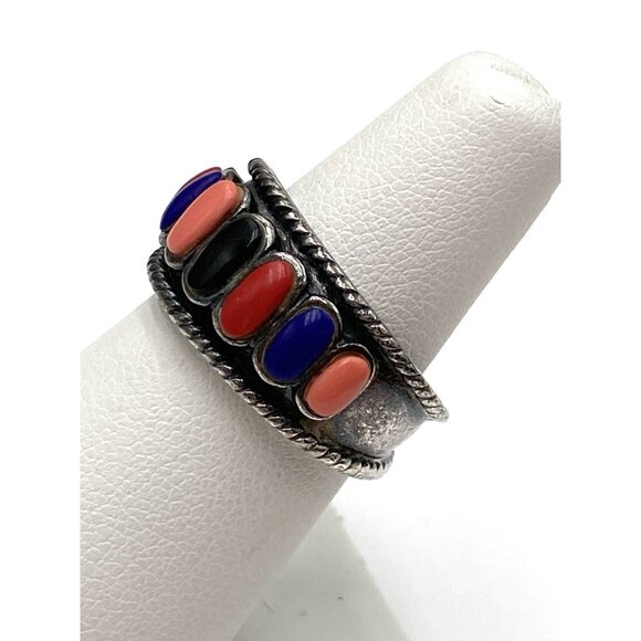 925 Ring Sterling Silver Cabochons Artisan Size 6.5 Band - Picture 7 of 13